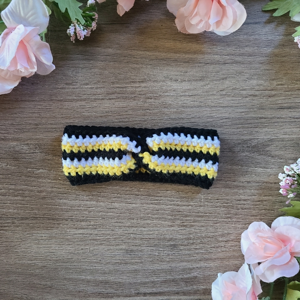 New baby headband, crochet newborn earwarmer, handmade hair accessories